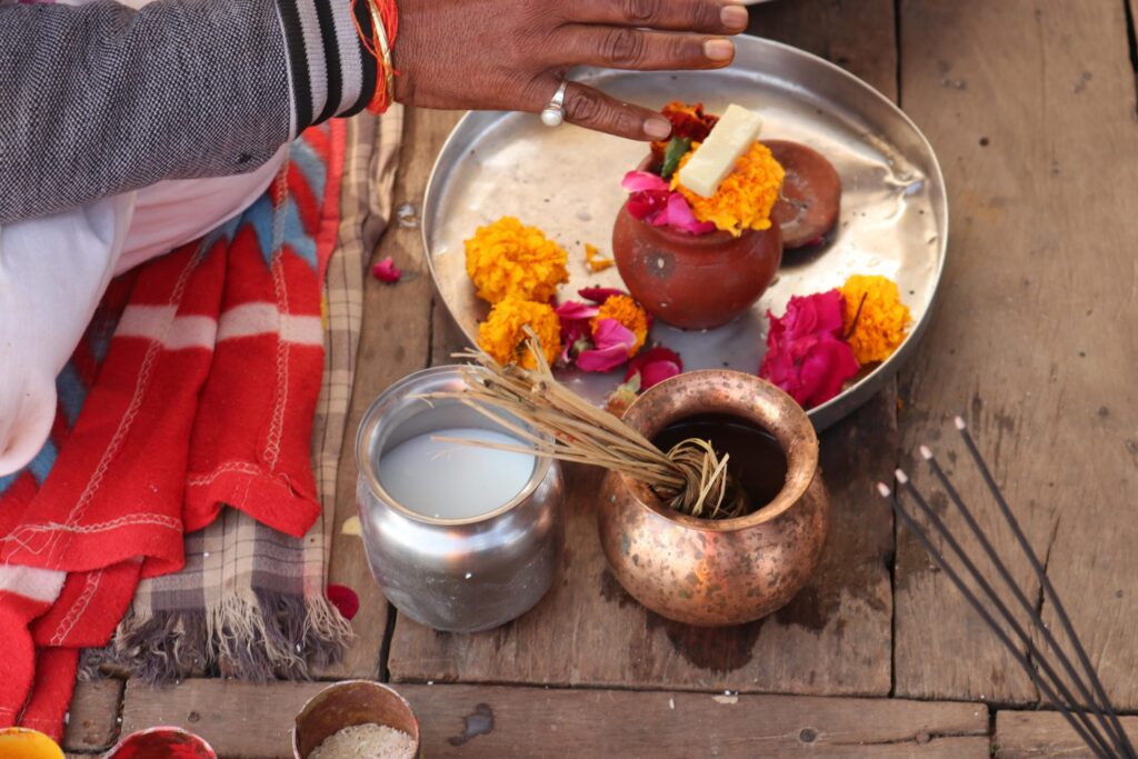 Asthi Kalash prepared respectfully for the final rite
