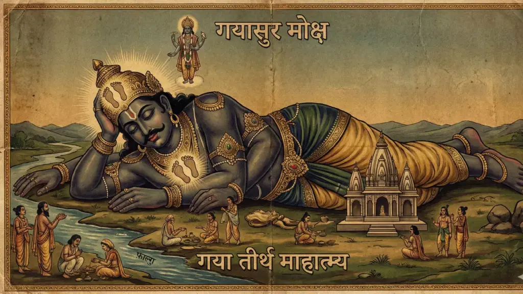 गयासुर — वह राक्षस जिसके नाम पर गया की पहचान है, पारम्परिक हिन्दू चित्रकला में
