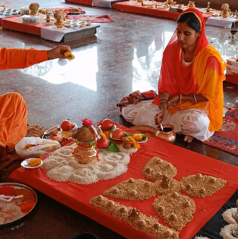 Devotee participating in Mangal Dosha Puja at Mangalnath Temple in Ujjain