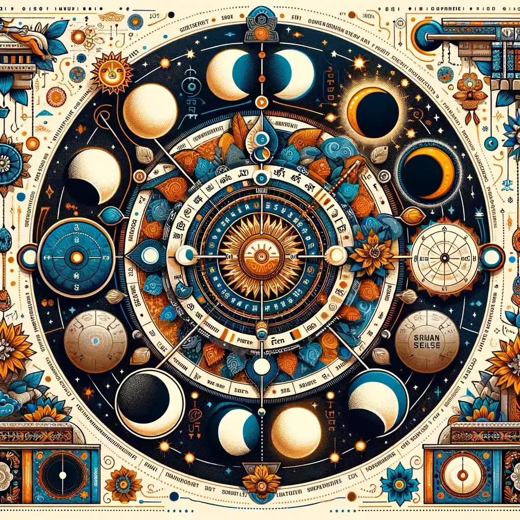 Hindu calendar lunisolar system showing Panchang months tithis and nakshatra cycles