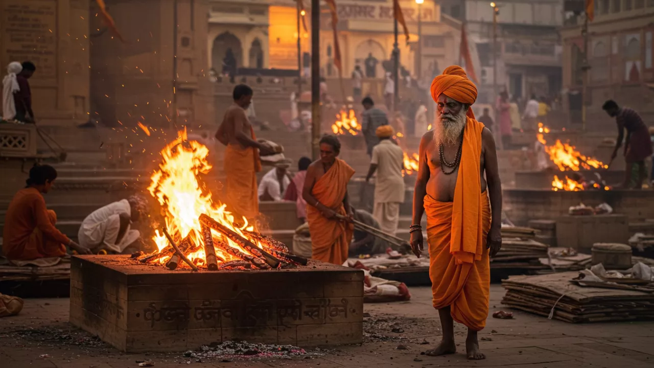Priest stand near the hawan- Assi Ghat Where Rituals Culture and Spirituality Converge by the Ganges