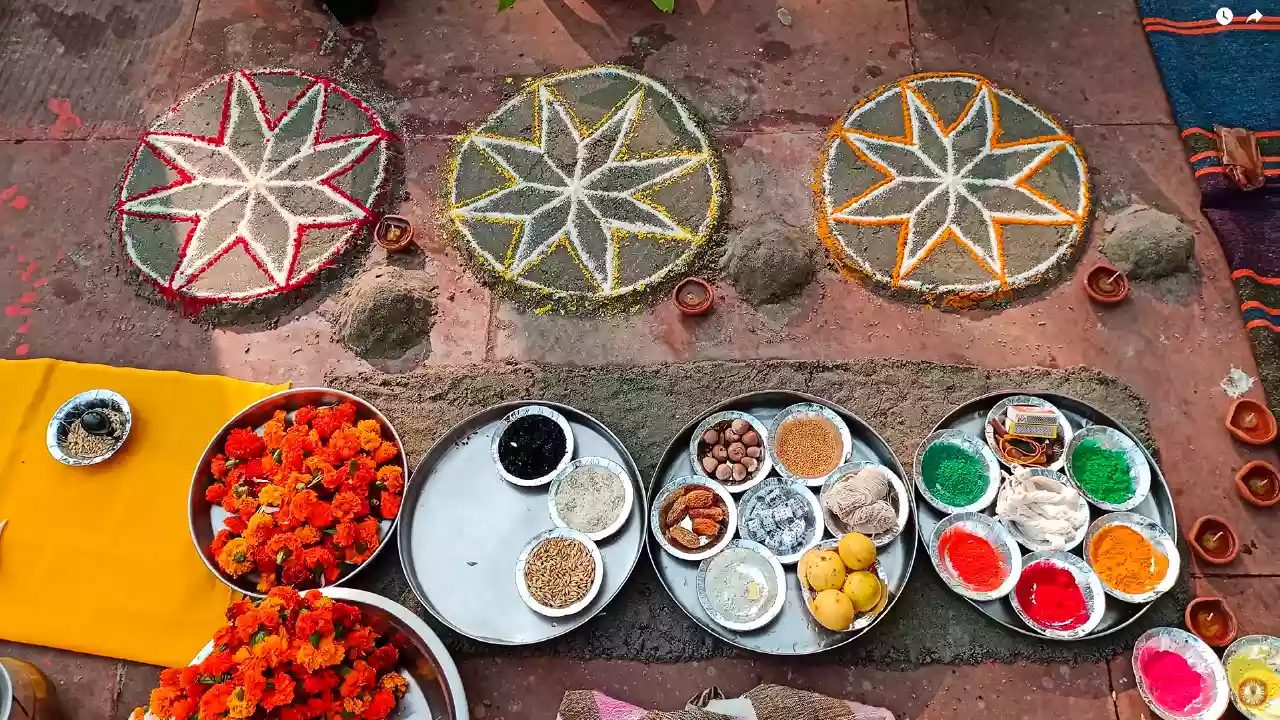 Pandit performing ancestral Shradh ceremony with sacred fire