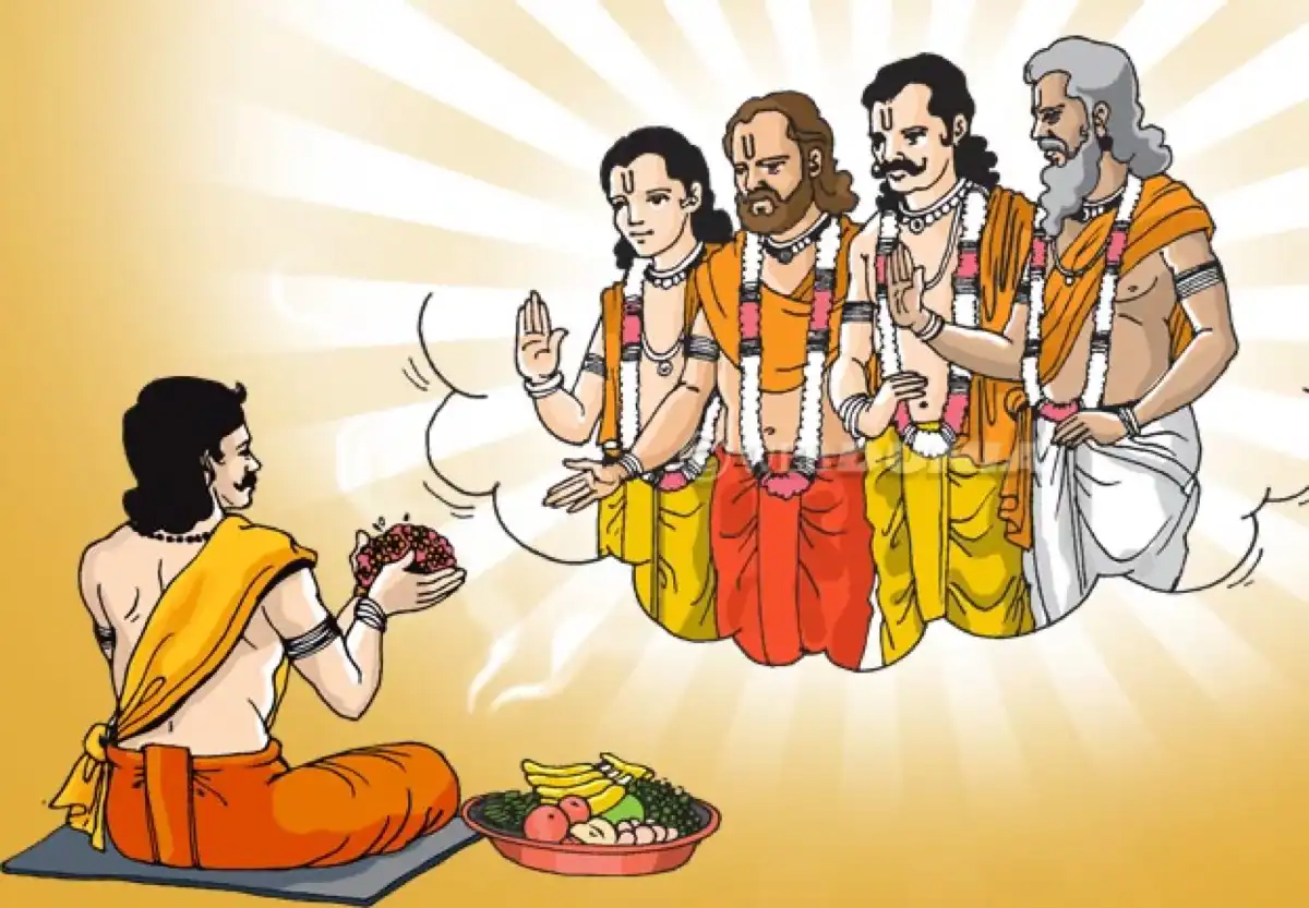 Pitra Dosh concept -- ancestral affliction remedied through Vedic rites at sacred teerth