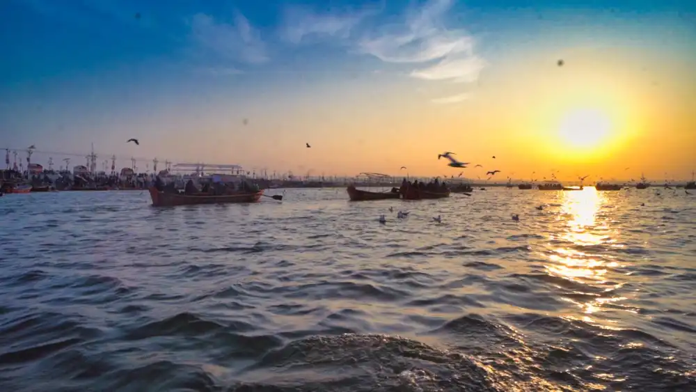 Triveni Sangam sunset at Prayagraj