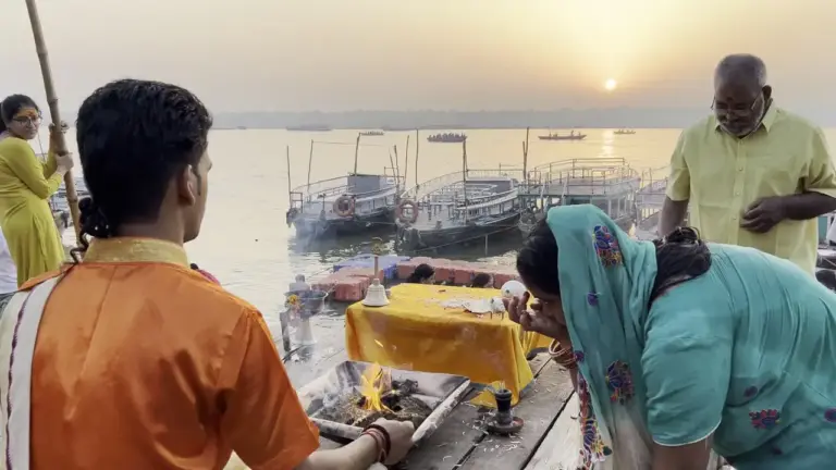 The rites performed by the holy river at dawn